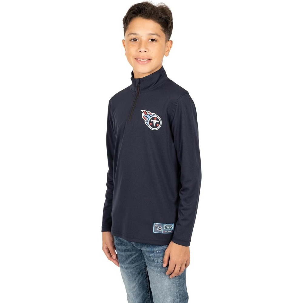 Ultra Game Youth Size 8 NFL Super Soft Quarter Zip Long Sleeve T-Shirt  New